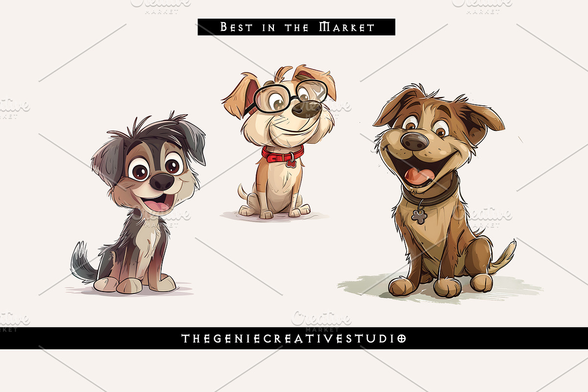Funny Cartoon Dog PNG Clipart Set, an Animal Illustration by Geniecreativestudio (Photo 6 of 9)