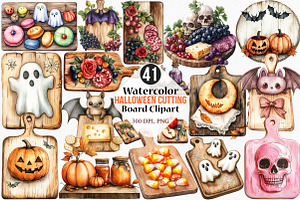 Watercolor Halloween Cutting Board, an Illustration by Canvas Craft