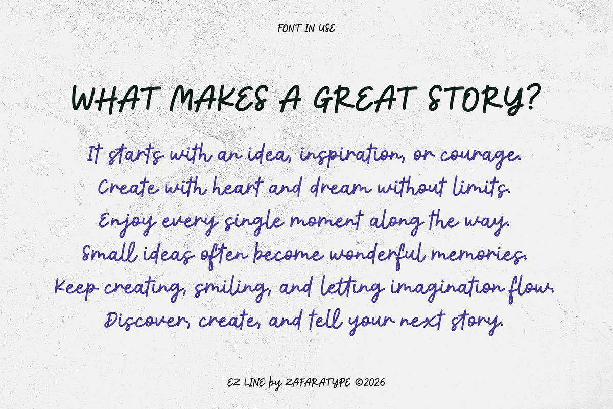EZ Jaffeline, a Handwritten Font by Zafara Studios (Photo 6 of 6)