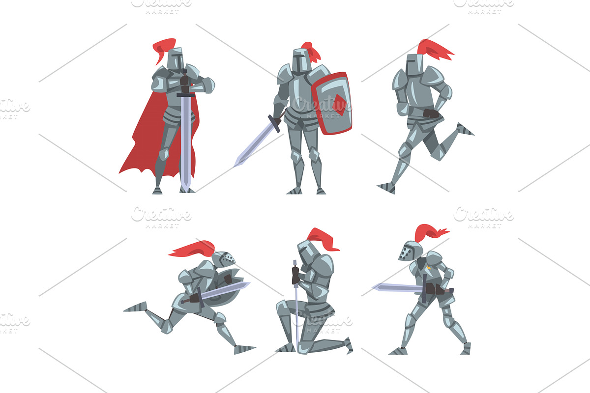 Armored Knights as Medieval Warrior, a Person Illustration by TopVectors