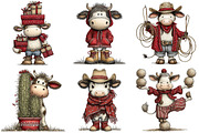 Funny Western Cows Clipart, an Illustration by Craft Nest (Thumbnail 8 of 8)