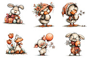Whimsical Easter Farm Animals Clipar, an Illustration by CreationArt (Thumbnail 4 of 6)
