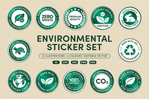 Eco Friendly Badge Sticker Set Vecto, an Object Graphic by DesignerCandies