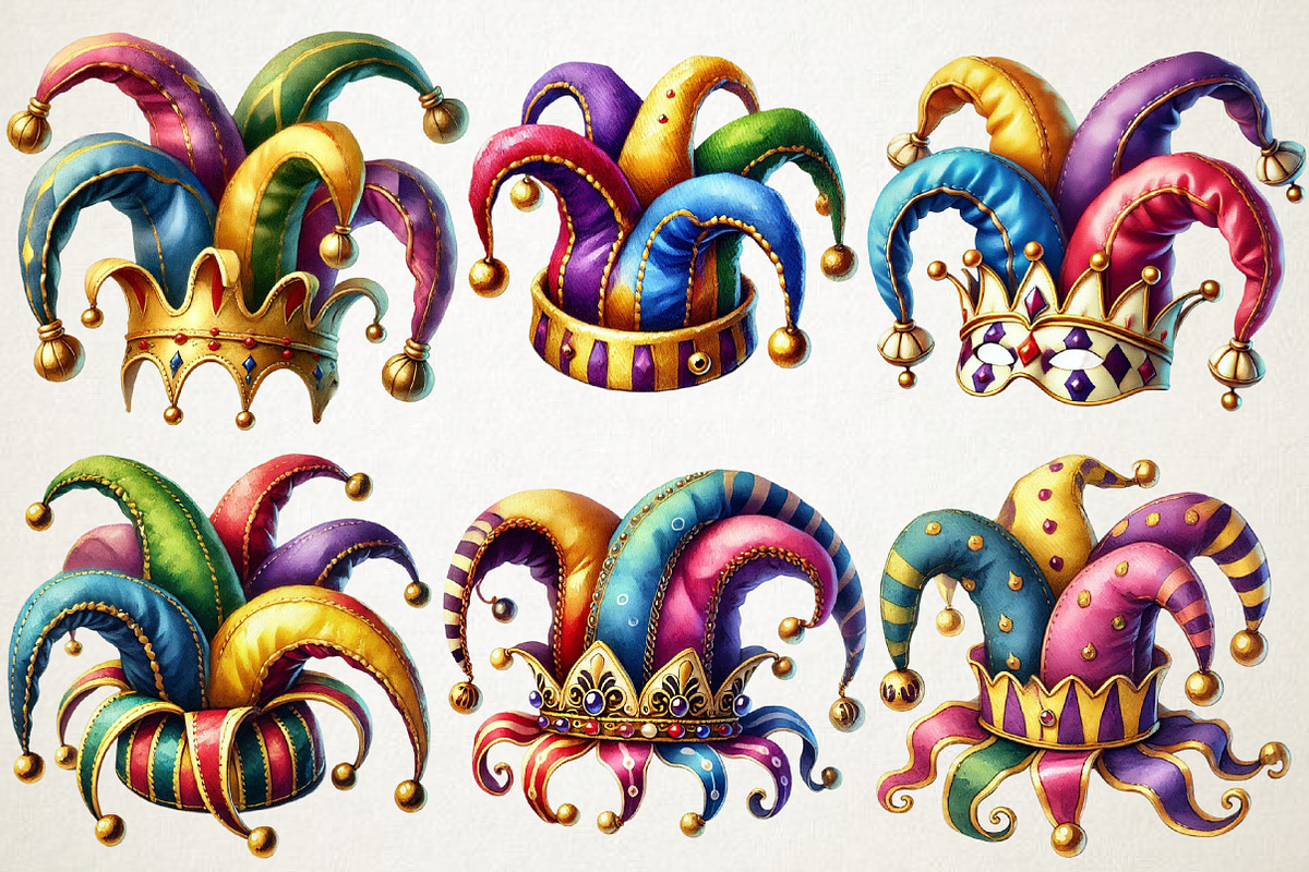 Mardi Gras Jester Hat Clipart, a Work Illustration by OK Design (Photo 2 of 5)