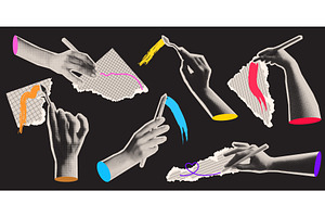 Artistic y2k halftone hand gestures, an Illustration by art PVP - market