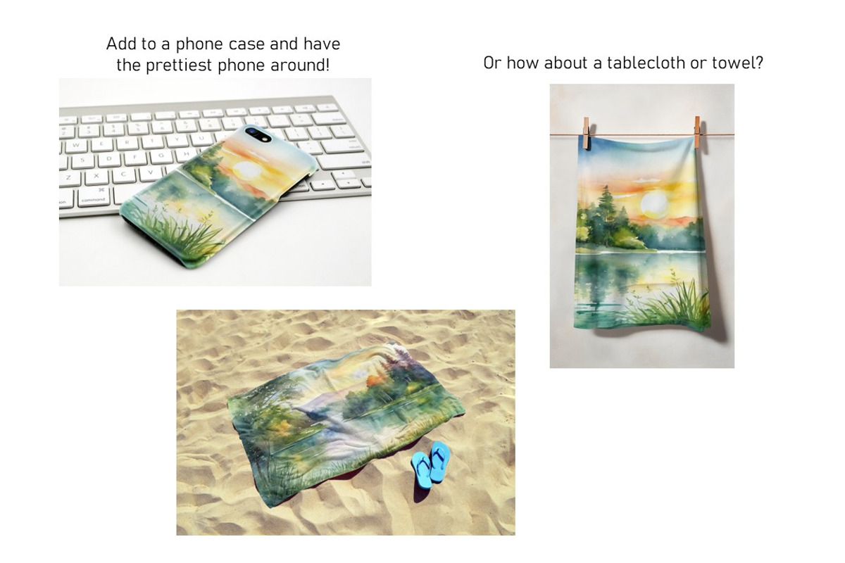 Watercolor Lake Landscapes Set 2, a Decorative Illustration by Kat's Artful Creations (Photo 8 of 10)