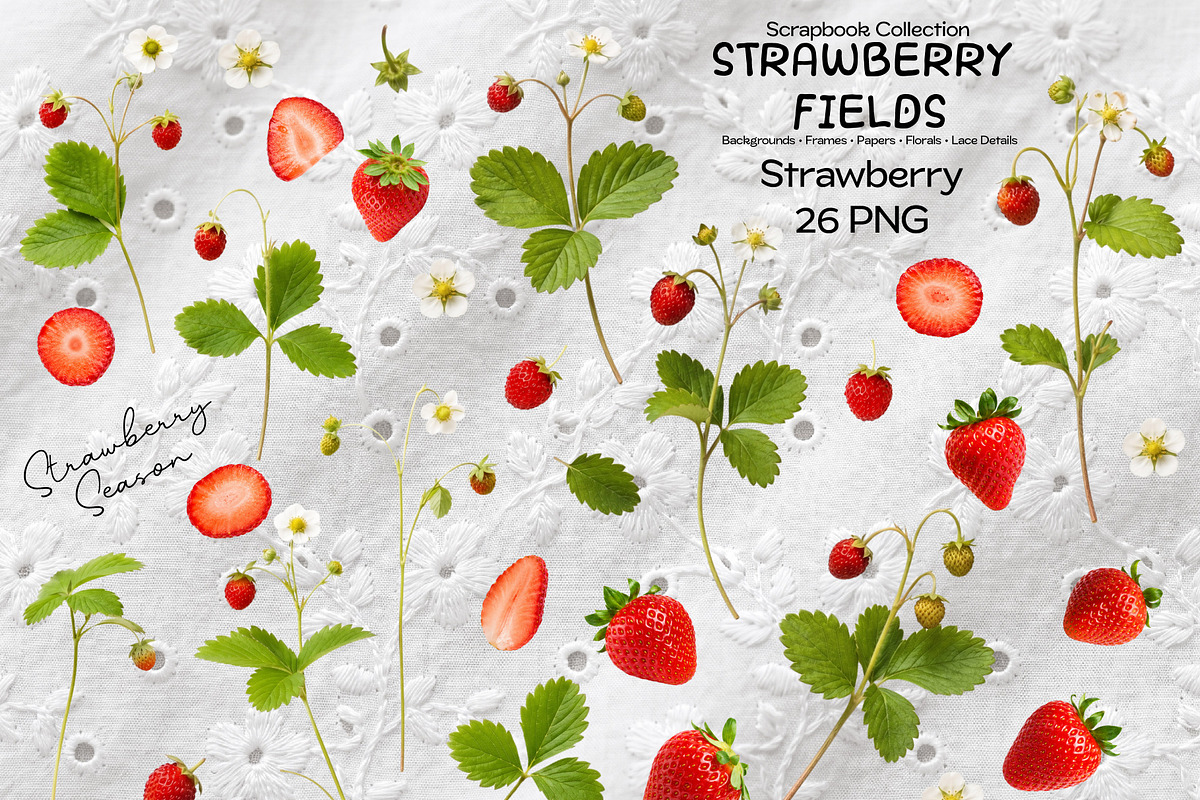 Strawberry Fields Collage Kit, an Object Graphic by DreamoraArt (Photo 4 of 9)