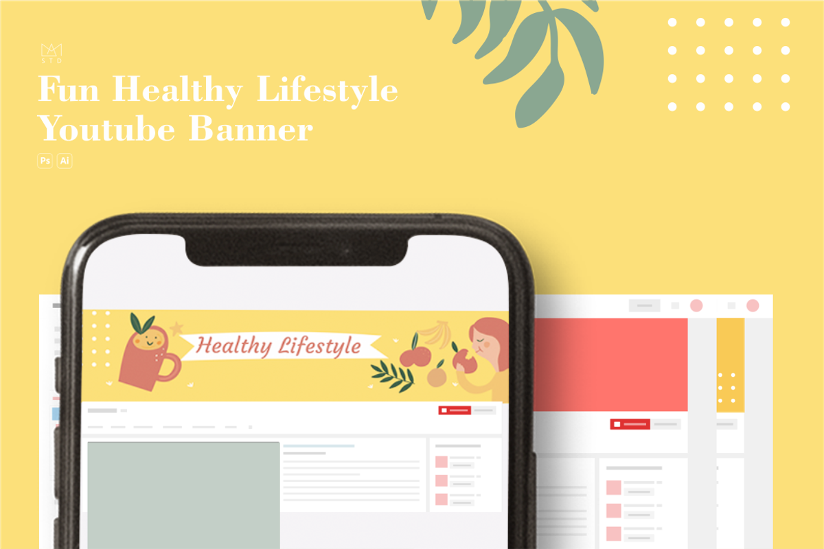 Fun Healthy Lifestyle Youtube Banner, a Social Media Template by AM studio (Photo 4 of 4)