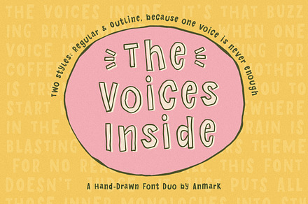 The Voices Inside Funny Font DUO, a Handwritten Font by AnMark