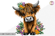 Boho Cow PNGs with Flowers Bundle, a Graphic by crative8112 (Thumbnail 9 of 9)