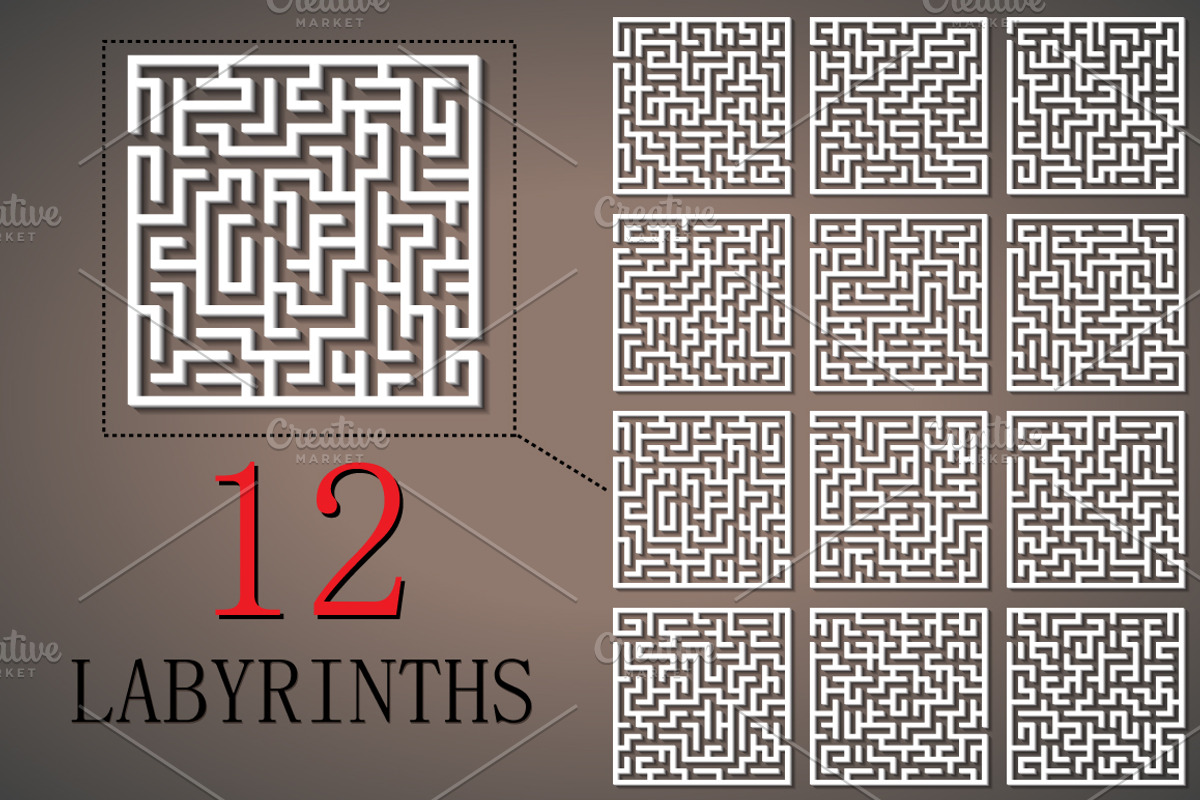 Vector labyrinths set, a Pattern Graphic by Patterns in July