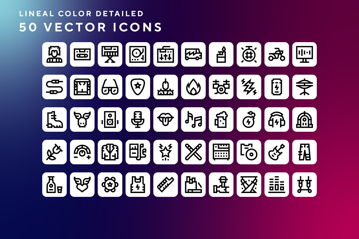 Rock and roll icons, an Outline Icon by Wencory (Photo 1 of 2)