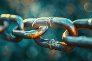 Iron chain on blurred background, an Abstract Photo by AlyaAnd