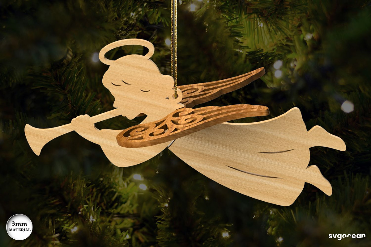 3D Christmas Angels Ornament Bundle, a Decorative Illustration by svgocean (Photo 6 of 20)
