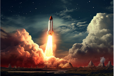 Spectacular Rocket launch. Generate, a Technology Photo by Ylivdesign