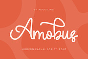 Amobus - Modern Casual Script Font, a Script Font by Rishsketch (Thumbnail 1 of 13)