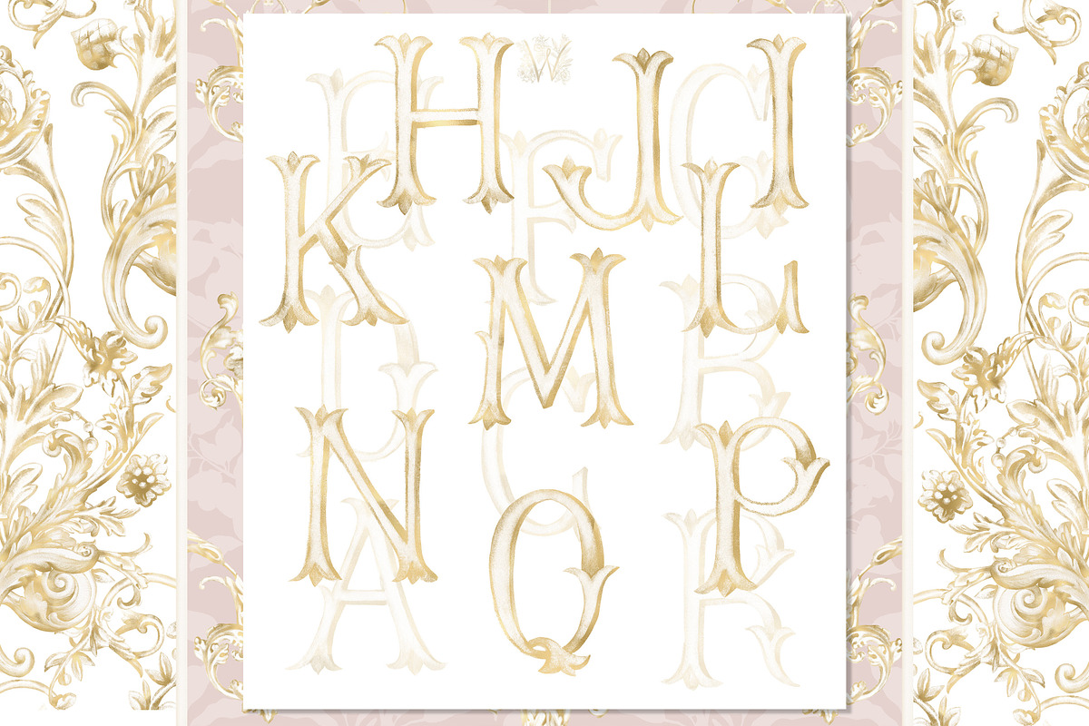 Gold Wedding Crest Watercolor Set, a Decorative Illustration by WonderWonder (Photo 5 of 9)