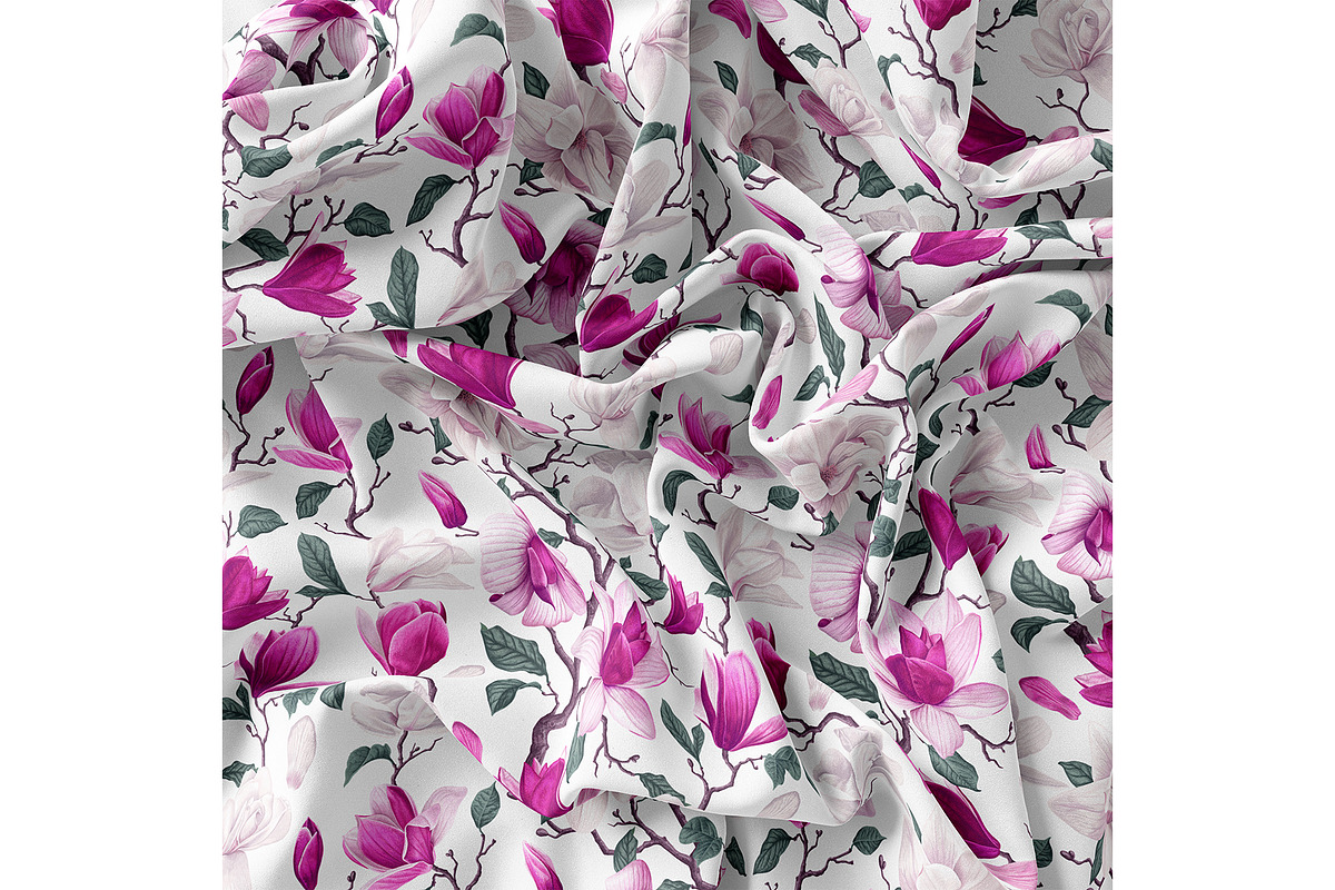 Realistic Seamless Pattern Magnolia, a Pattern Graphic by MarynaPetrovska (Photo 4 of 16)