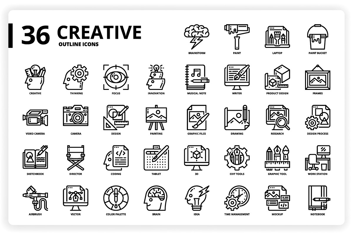 3,600 Icons x3 Styles, an Outline Icon by monkik (Photo 93 of 299)