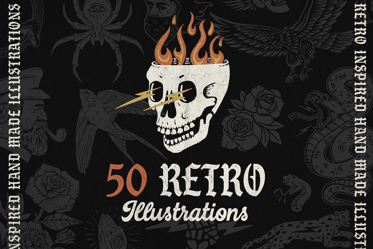 50 Retro Illustrations Bundle, an Object Graphic by Davide Bassu (Photo 1 of 8)