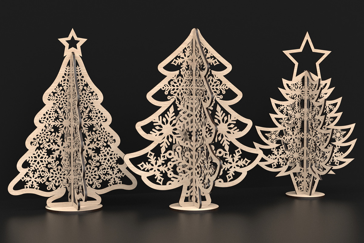 Standing Snowflake Christmas Trees, an Object Graphic by ThemeXDigital (Photo 1 of 8)