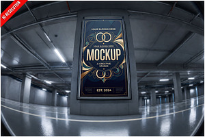Billboard Parking Garage Fisheye PSD