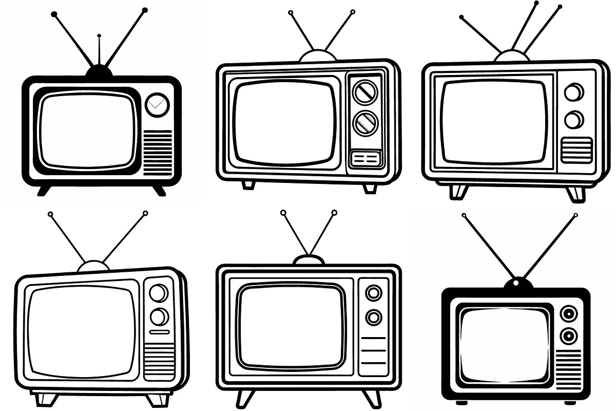 Set of Retro TV with antenna vector, an Object Graphic by Billah Hub