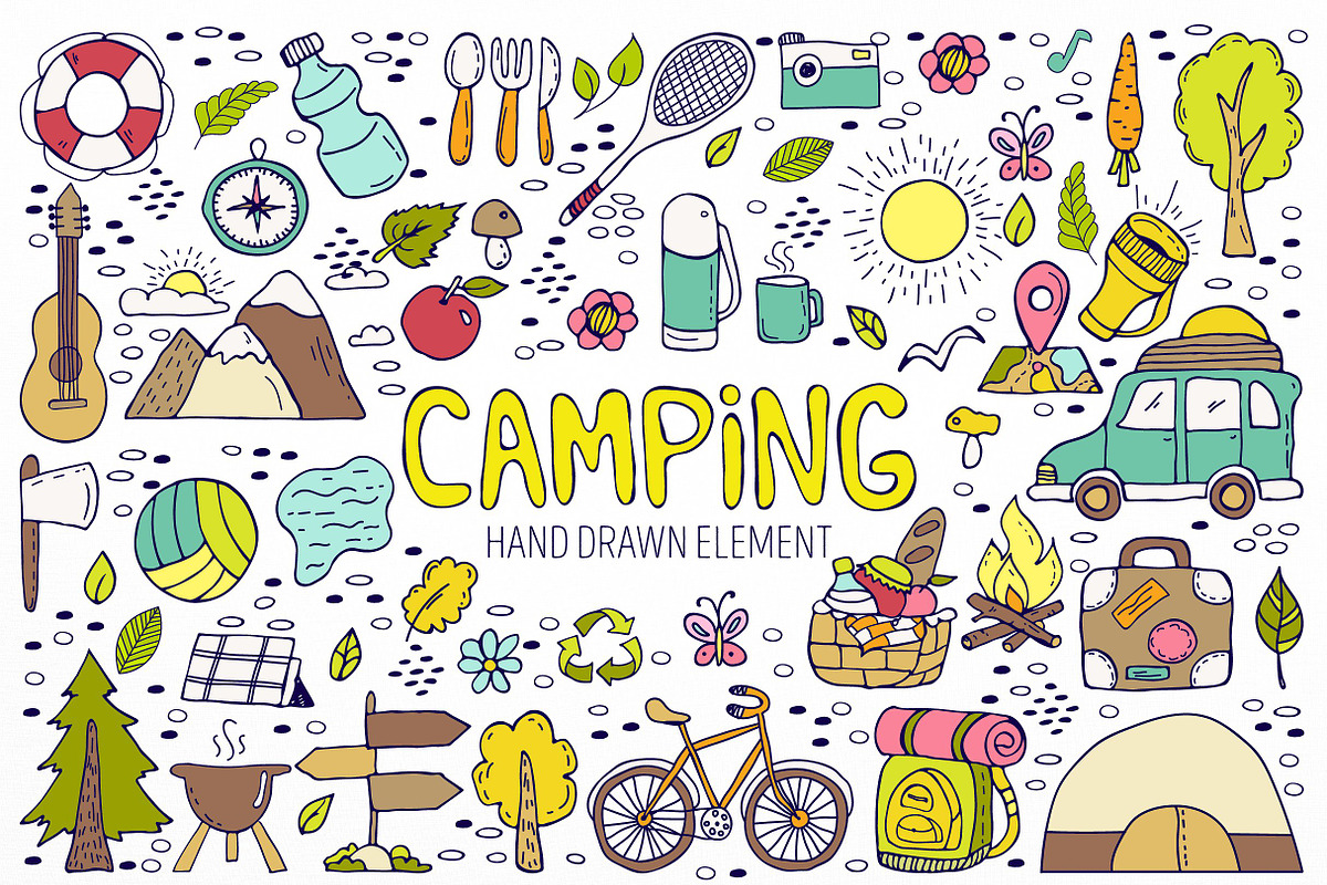 Camping hand drawn element, a Food Illustration by Bosotochka♥Art (Photo 1 of 6)