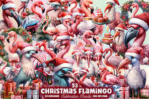 Christmas Flamingo Clipart Sublimati