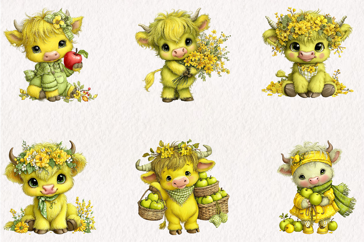Fall Highland Cow Watercolor Clipart, a Seasonal Illustration by CreationArt (Photo 3 of 5)