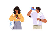 People drinking beverages set, a Person Illustration by PaperTrident (Thumbnail 2 of 6)