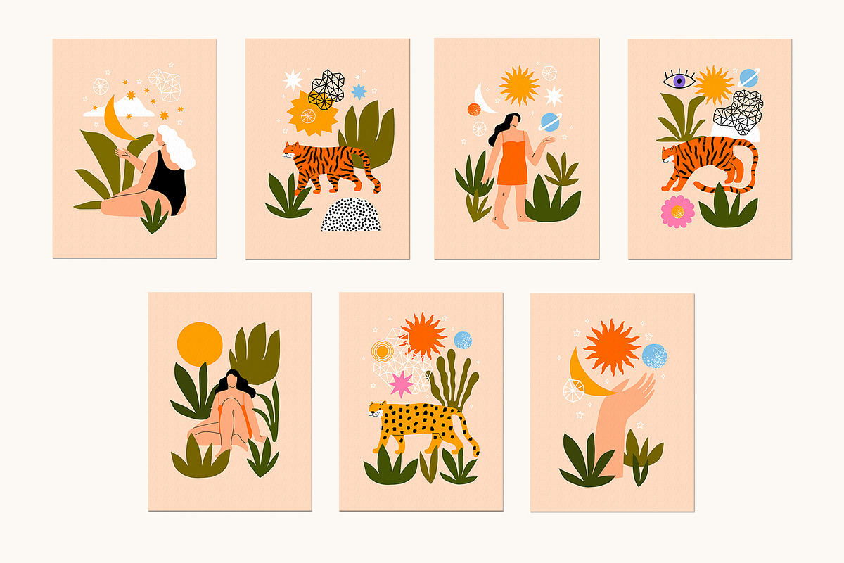 Moon Tiger Playful Graphics Bundle, an Illustration by Katerina Osa (Photo 6 of 13)