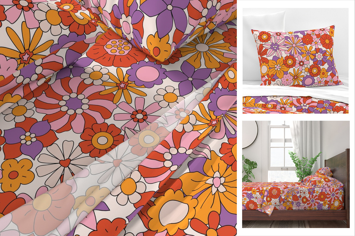 Retro Floral Patterns Collection, a Pattern Graphic by Viaireshop (Photo 3 of 5)