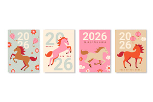 Posters Set 2026 Chinese New Year, an Object Illustration by kotoffei