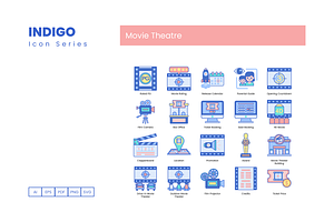 75 Movie Theater Icons - Indigo