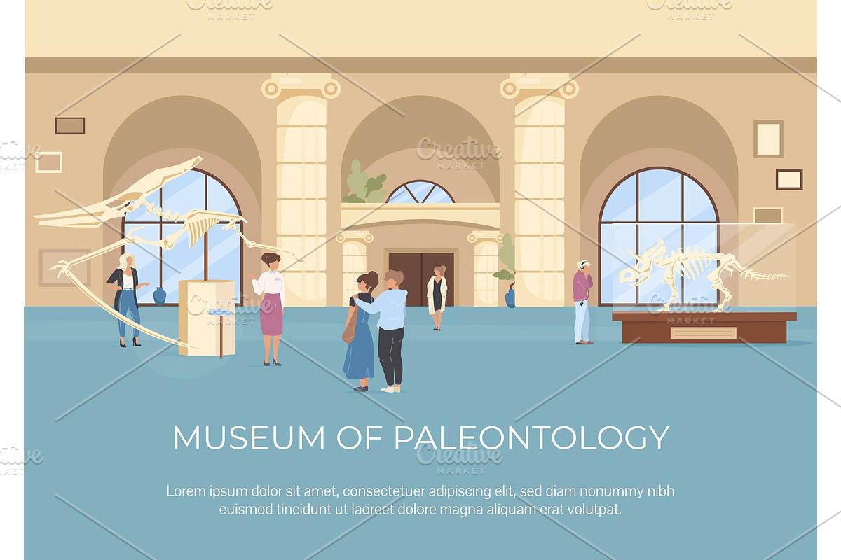 Museum of paleontology poster, a Poster Template by IMG visuals characters