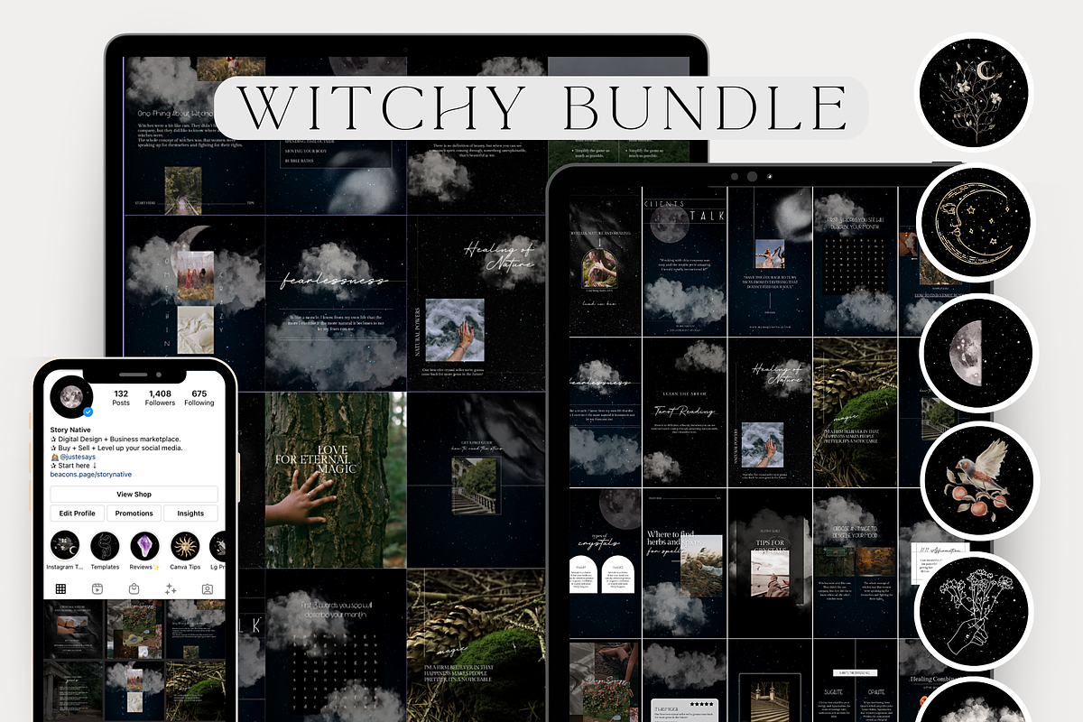 Witchy Instagram Template Bundle, a Social Media Template by Story Native (Photo 1 of 11)