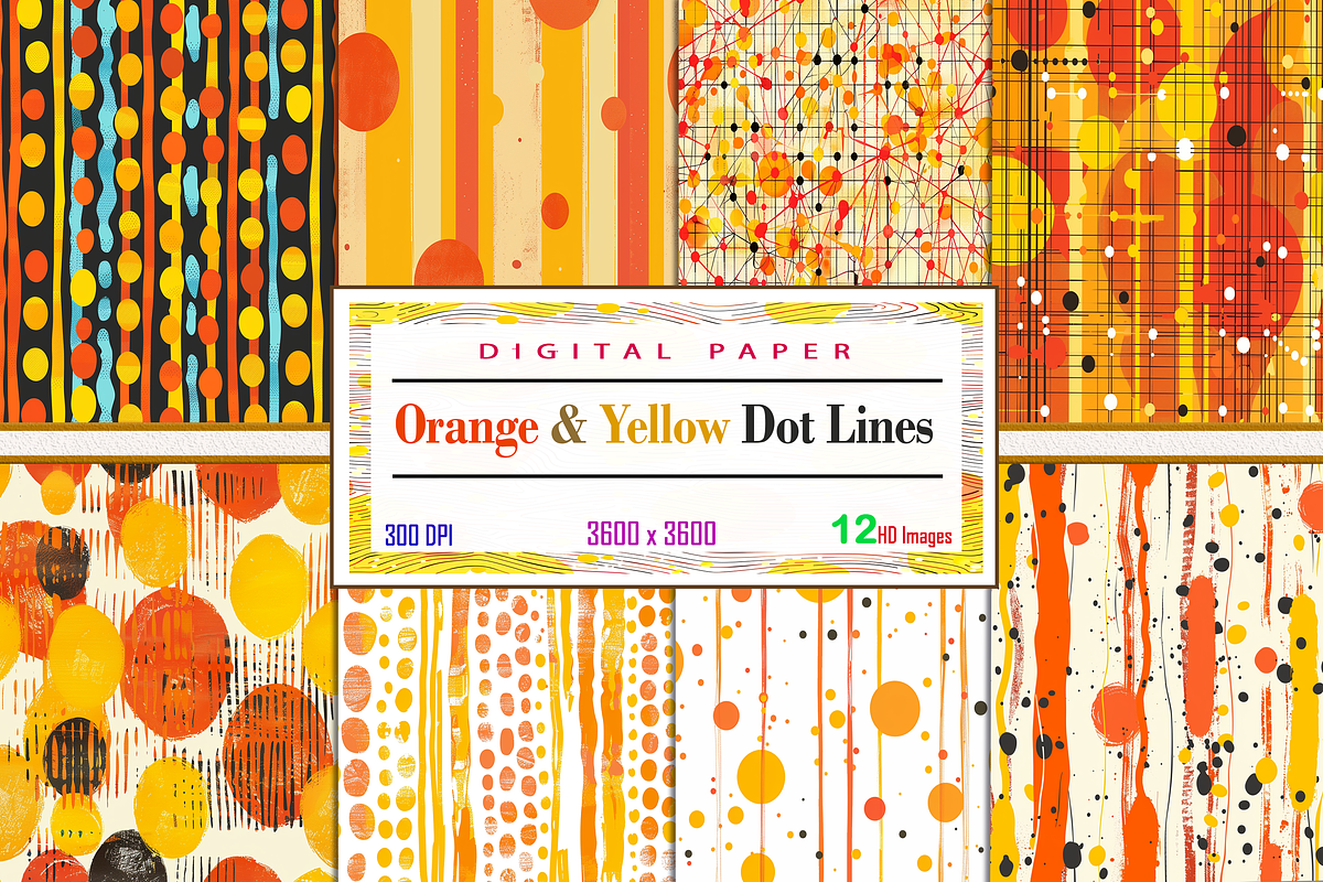 Orange & Yellow Dot Lines, a Pattern Graphic by Printable Treasure (Photo 1 of 4)
