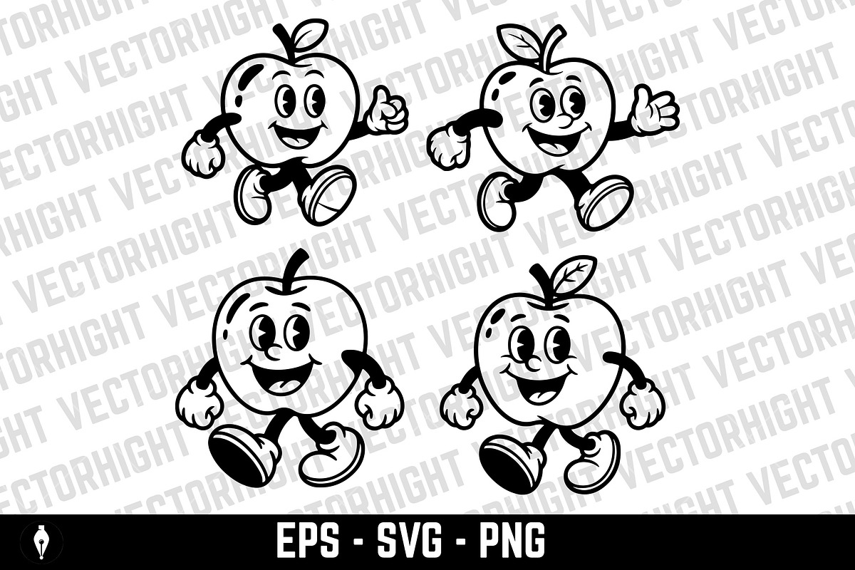 Mascot of a cheerful apple, a Food Illustration by Vectorhight (Photo 1 of 3)