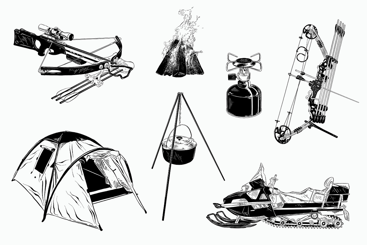 Hunting hand drawn logo elements, an Animal Illustration by Akimo Mia (Photo 4 of 6)