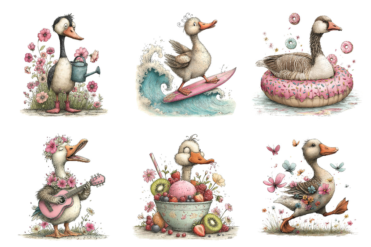 Whimsical Summer Goose Clipart Set, an Illustration by Dream Creation (Photo 5 of 5)