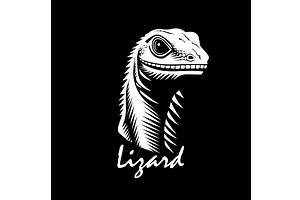 Lizard head on black background, an Animal Illustration by Nenahliadava Design
