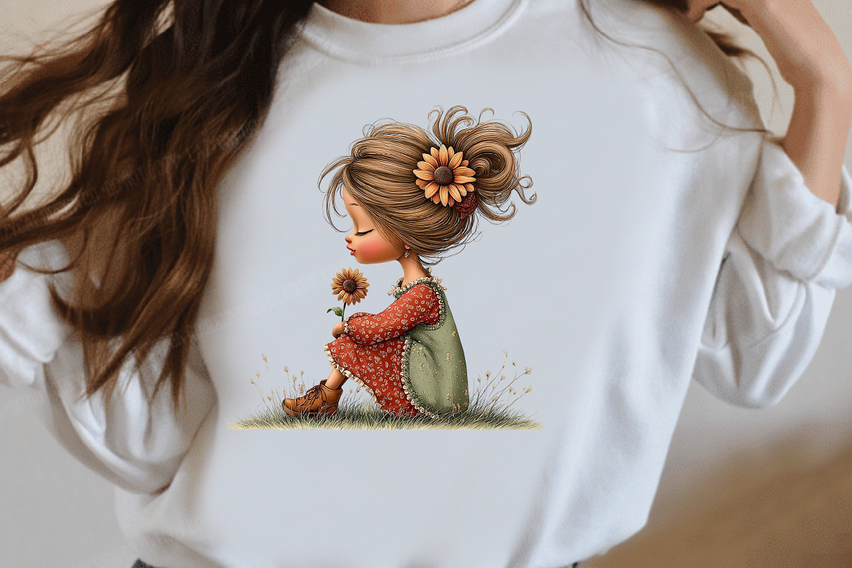 Whimsical Sunflower Girl Clipart, an Illustration by Designworld (Photo 8 of 8)