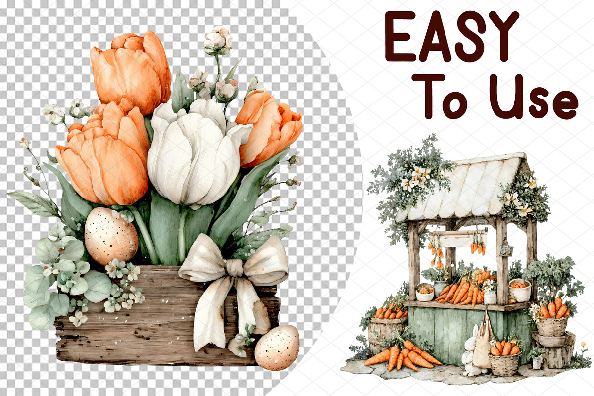 Carrot Easter Watercolor Clipart Set, an Illustration by cherrydesign (Photo 4 of 4)