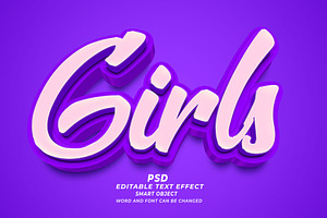 Girls PSD 3d Editable Text Effect