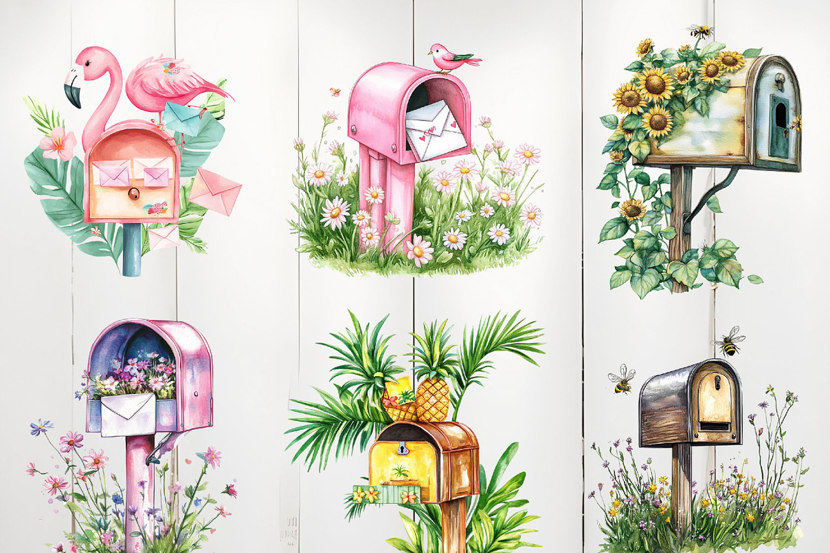 Summer Mailbox Sublimation Clipart, an Illustration by Watercolor design (Photo 2 of 4)