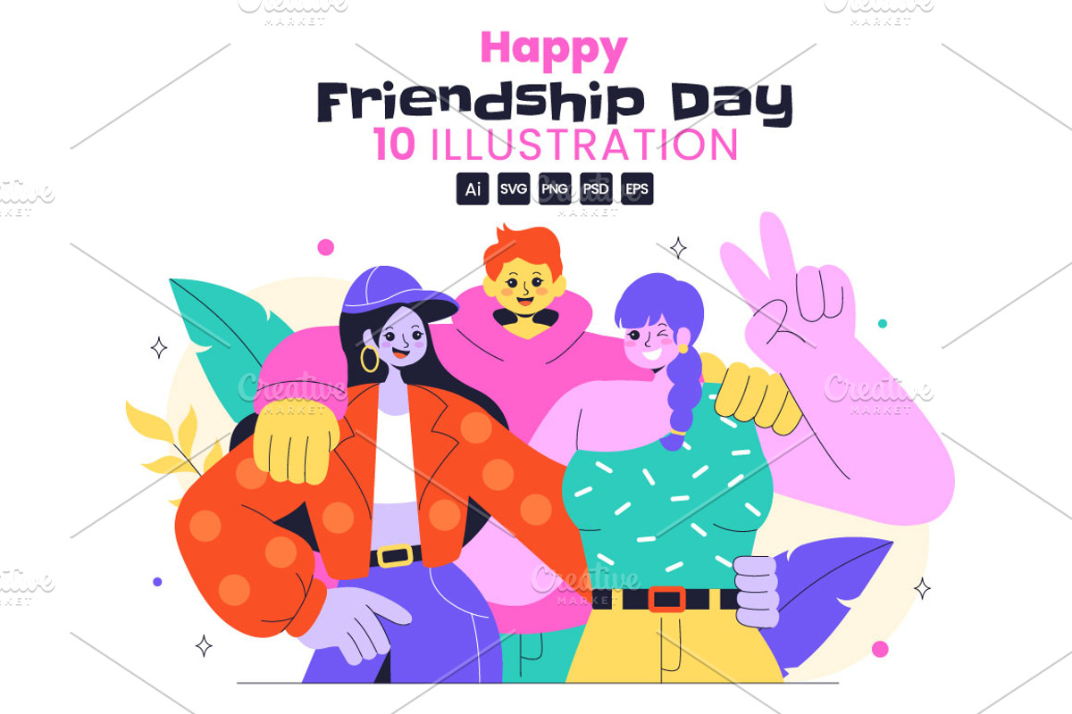10 Happy Friendship Day Illustration, a Person Illustration by denayunebgt (Photo 1 of 4)