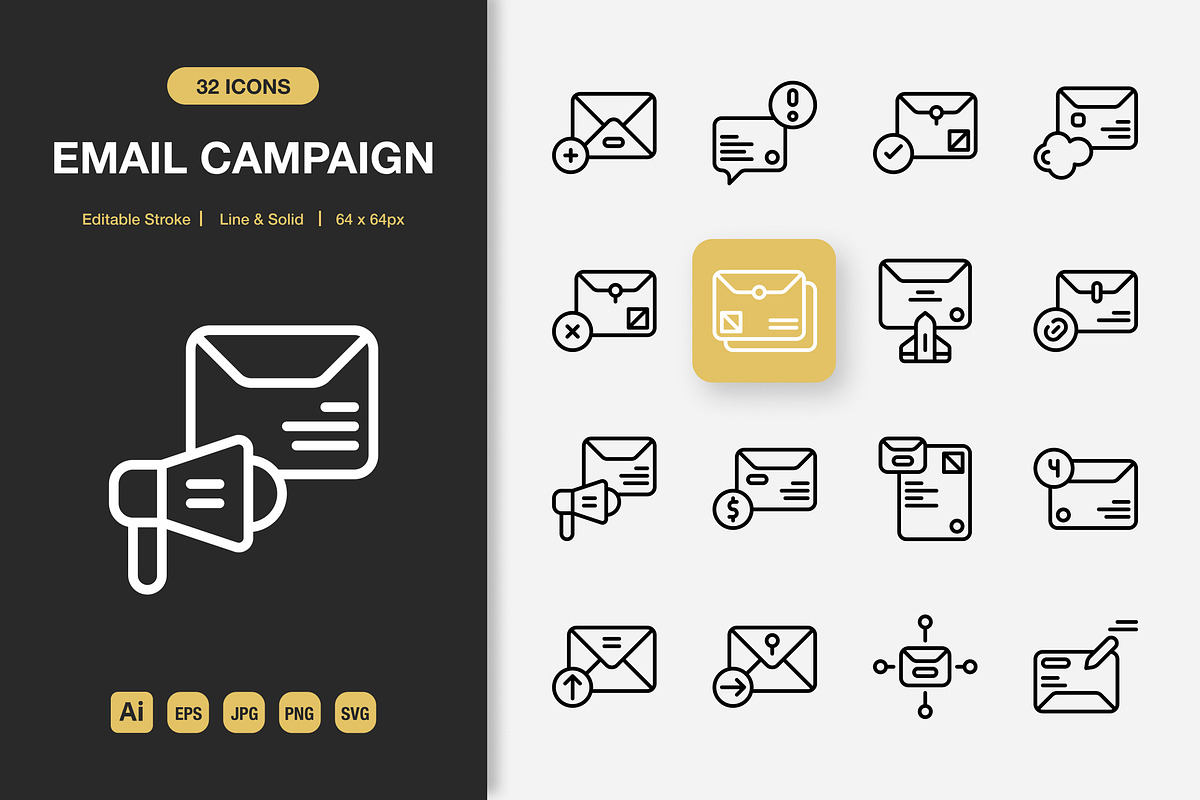 Email Campaign Icons, an Icon by Spacepixel Creative (Photo 1 of 3)