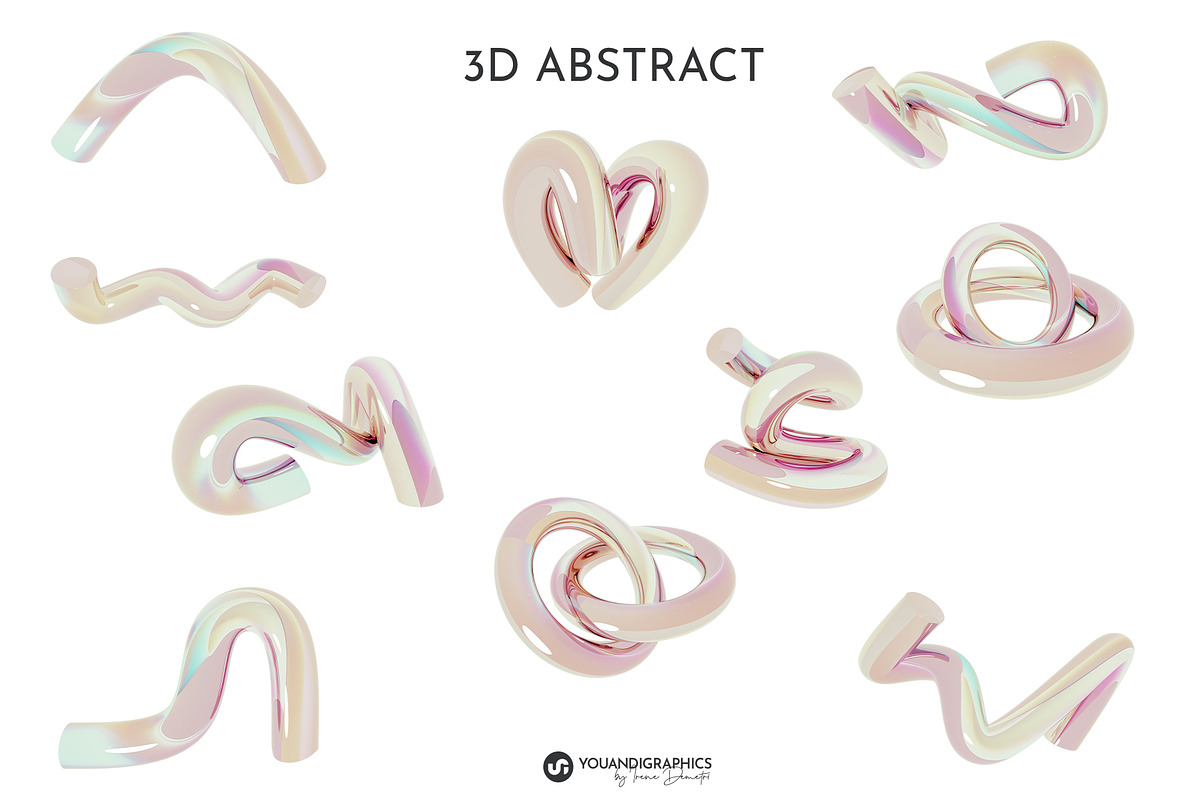 Glossy Abstract 3D Rendered Shapes, a Background Graphic by Youandigraphics (Photo 12 of 13)