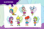Cartoon fairies set, an Illustration by SunnyWS (Thumbnail 2 of 8)